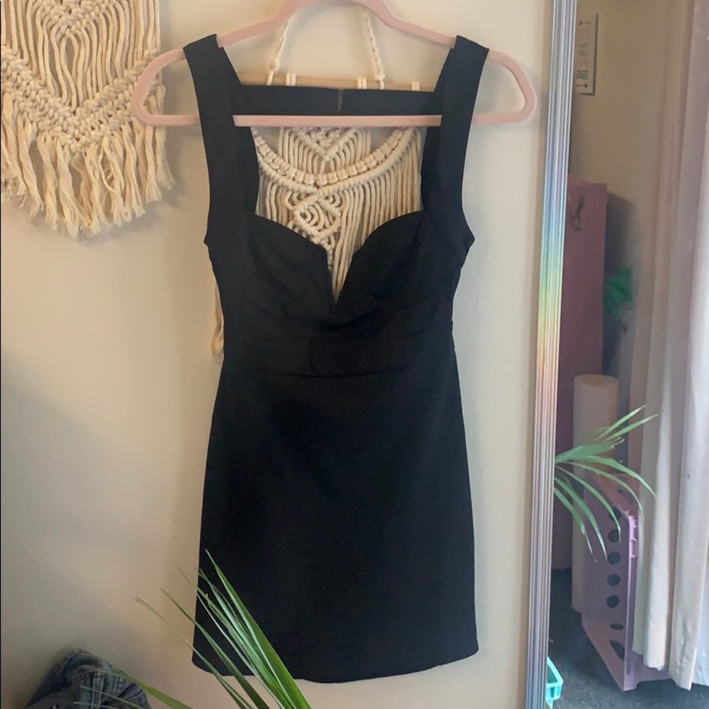 blue blush black mini dress